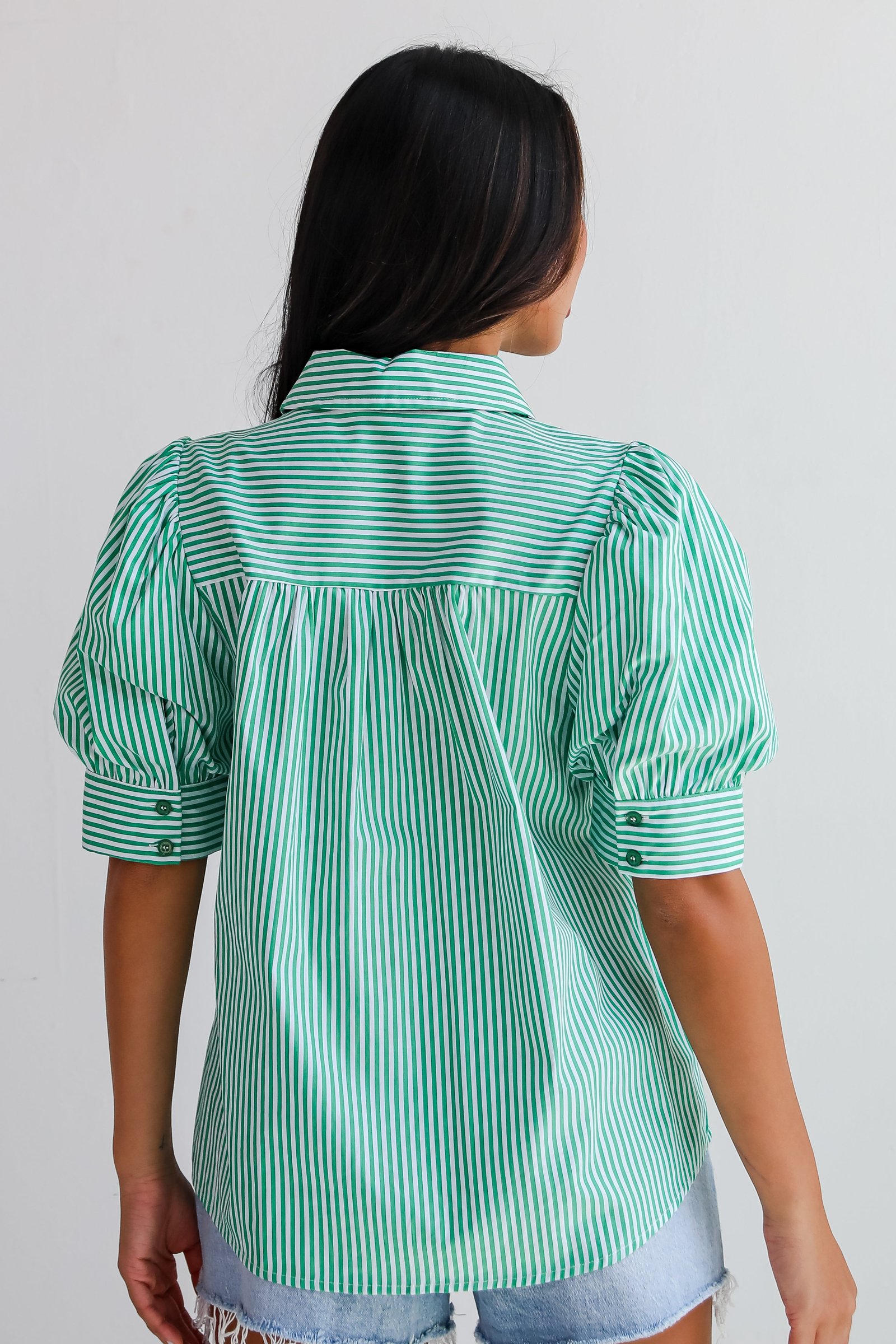 Authentic Sweetness Green Striped Blouse ZT28